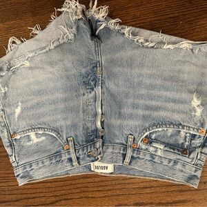 Agolde Women's Faded Blue Frayed Hem Jeans